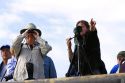 Tourists viewing wildlife in Yellowstone National Park, USA.