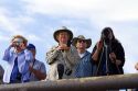 Tourists viewing wildlife in Yellowstone National Park, USA.