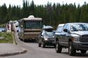 Tourism traffic at Fishing Bridge in Yellowstone National Park, Wyoming, USA.