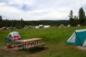 Tent camping in Yellowstone National Park, Wyoming, USA.