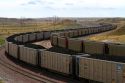 Coal bulk trains in Campbell County, Wyoming, USA.