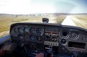 Airstrip landing view from the cockpit of a cessna 172.