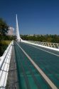 The Sundail Bridge at Turtle Bay spanning the Sacramento River in Redding, California, USA.