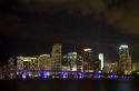 The skyline at night of downtown Miami, Florida, USA.