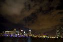 The skyline at night of downtown Miami, Florida, USA.