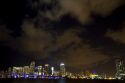 The skyline at night of downtown Miami, Florida, USA.