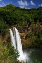 Wailua Falls located on the Wailua River in Wailua River State Park on the eastern side of the island of Kauai, Hawaii, USA.