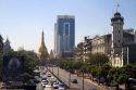 Sule Paya Road located in the heart of downtown (Rangoon) Yangon, (Burma) Myanmar.