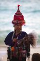 Vendor selling souvenirs at Chaweng beach in the Gulf of Thailand on the island of Ko Samui, Thailand.