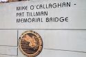 A marker at the Mike O' Callaghan - Pat Tillman Memorial Bridge located in the Lake Mead National Recreation Area, Clark County, Nevada and Mohave County, Arizona, USA.