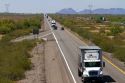 Vehicles travel on Interstate 10 west of Phoenix, Arizona, USA.