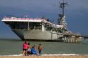 The USS Lexington, Essex-class aircraft carrier is a museum ship located in the bay at Corpus Christi, Texas, USA.