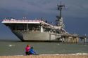 The USS Lexington, Essex-class aircraft carrier is a museum ship located in the bay at Corpus Christi, Texas, USA.