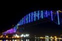 LED lights on the Corpus Christi Harbor Bridge located in Corpus Christi, Texas, USA.
