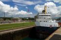 The Algomarine bulk carrier vessel at Soo Locks in Sault Ste. Marie, Michigan, USA.