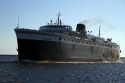 The SS Badger coal-fired passenger and vehicle ferry on Lake Michigan at Ludington, Michigan, USA.