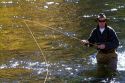 Angler fly fishing on the South Fork of the Boise River in Elmore County, Idaho, USA.