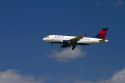 Delta Airbus 319 landing at the Boise Airport, Idaho, USA.
