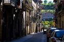 Street scene at Puente La Reina a Basque town along the Way of St. James pilgrimage route, Navarra, Spain.