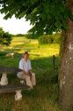 American tourist enjoying the rural countryside near Angouleme in southwestern France.