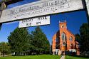 Native clay brick exterior of the St. Ignatius Mission located in St. Ignatius, Montana, USA.