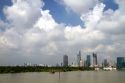 Skyline along the Saigon River in Ho Chi Minh City, Vietnam.
