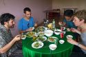 Tourists eating vietnamese lunch near Da Lat, Vietnam.