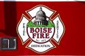 Boise fire department emblem on the door of a fire engine in Boise, Idaho, USA.