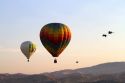 Hot air balloons over Boise, Idaho, USA.