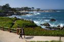 Coastal walk and historical homes along the Pacific Ocean at Pacific Grove, California, USA.