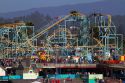 The Undertow steel spinning roller coaster at Santa Cruz Beach Boardwalk in Santa Cruz, California, USA.